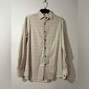 Men's Cream and Blue Checkered Shirt